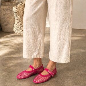 Women’s Pink Mesh Mary Jane Flats
